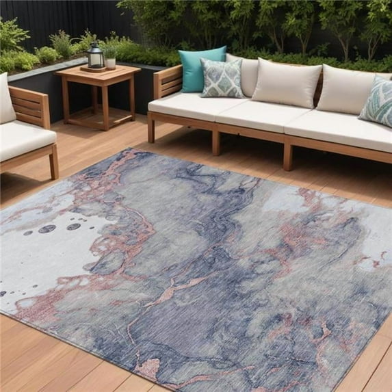 HomeRoots 631876 8 x 10 ft. Blush & Gray Abstract Washable Indoor & Outdoor Rectangle Area Rug