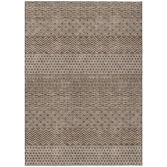 HomeRoots 612247 8 x 10 ft. Brown & Ivory Chevron Washable Indoor & Outdoor Rectangle Area Rug