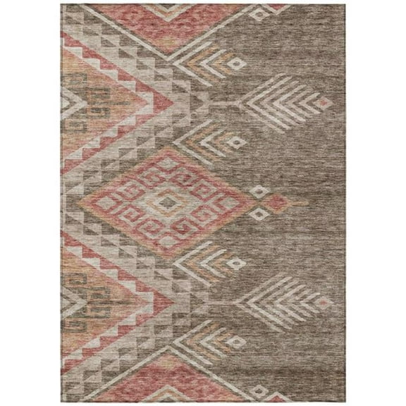 HomeRoots 603536 8 x 10 ft. Brown & Terra Cotta Southwestern Washable Indoor & Outdoor Rectangle Area Rug