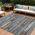 thumbnail image 1 of HomeRoots 616649 8 x 10 ft. Chocolate Blue & Beige Striped Washable Indoor & Outdoor Rectangle Area Rug, 1 of 1