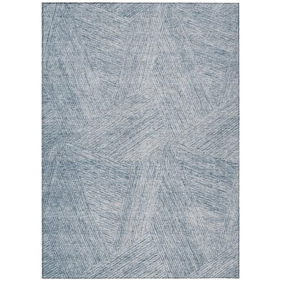 HomeRoots 597007 8 x 10 ft. Denim Blue & Ivory Abstract Washable Indoor & Outdoor Rectangle Area Rug