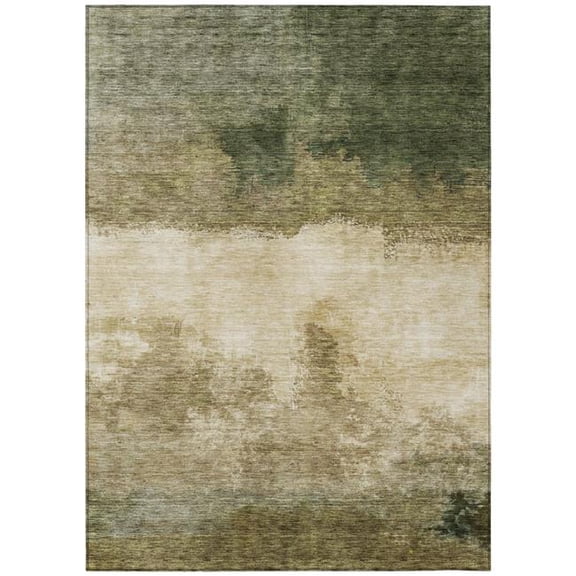 HomeRoots 603020 8 x 10 ft. Fern Green & Beige Abstract Washable Indoor & Outdoor Rectangle Area Rug