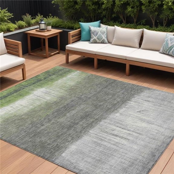 HomeRoots 632050 8 x 10 ft. Fern Green & Gray Abstract Washable Indoor & Outdoor Rectangle Area Rug