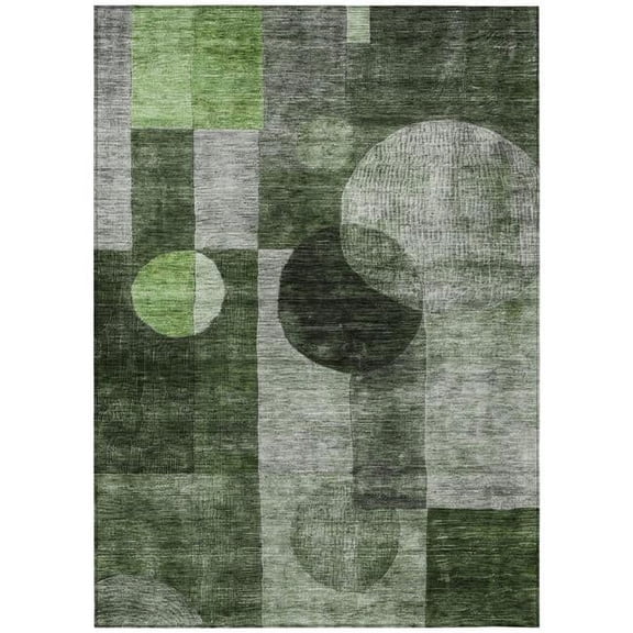 HomeRoots 604321 8 x 10 ft. Fern Green & Gray Geometric Washable Indoor & Outdoor Rectangle Area Rug