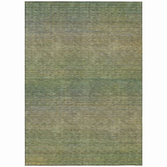 HomeRoots 608810 8 x 10 ft. Fern Green Striped Washable Indoor & Outdoor Rectangle Area Rug