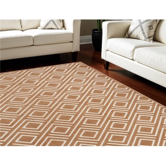 HomeRoots 569756 8 x 10 ft. Geometric Rectangle Area Rug, Brown