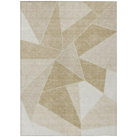 HomeRoots 579532 8 x 10 ft. Geometric Washable Indoor & Outdoor Rectangle Area Rug, Beige, Tan & Ivory