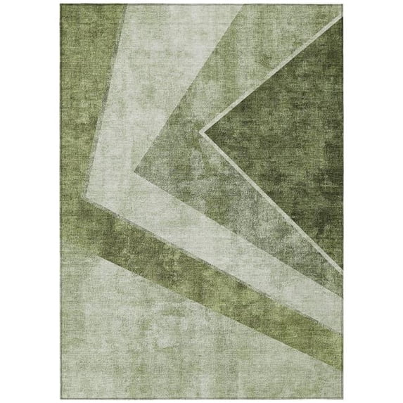 HomeRoots 581003 8 x 10 ft. Geometric Washable Indoor & Outdoor Rectangle Area Rug, Olive Green & Artichoke Green