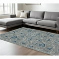 thumbnail image 1 of HomeRoots 570393 8 x 10 ft. Gray Blue & Ivory Wool Floral Medallion Hand Hooked Rectangle Area Rug, 1 of 1