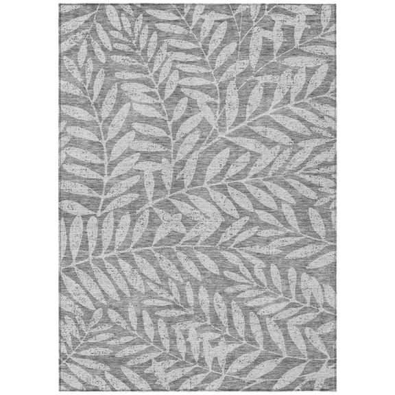 HomeRoots 593507 8 x 10 ft. Gray & Light Gray Floral Washable Indoor & Outdoor Rectangle Area Rug