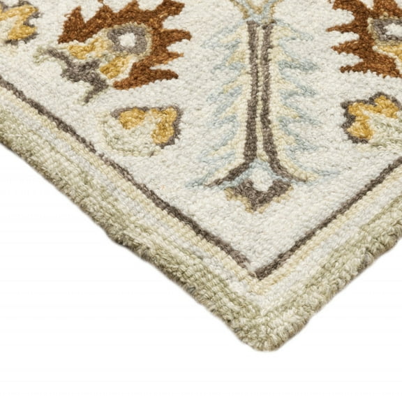 HomeRoots 8 x 10 ft. Ivory Beige Gold & Muted Gray Oriental Hand Tufted Handmade Stain Resistant Rectangle Area Rug