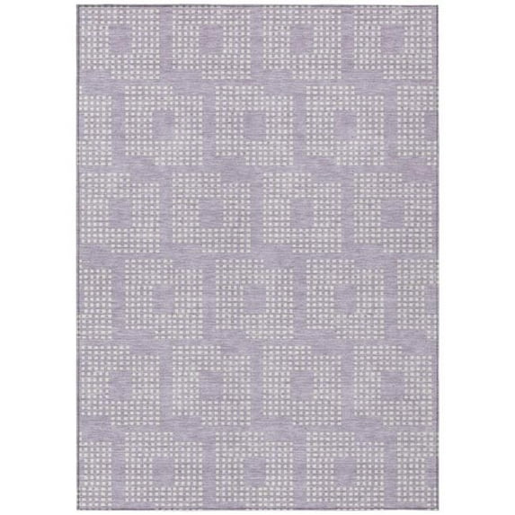 HomeRoots 592554 8 x 10 ft. Lavender & Ivory Geometric Washable Indoor & Outdoor Rectangle Area Rug