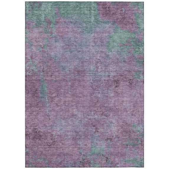 HomeRoots 618451 8 x 10 ft. Lavender & Teal Blue Abstract Washable Indoor & Outdoor Rectangle Area Rug
