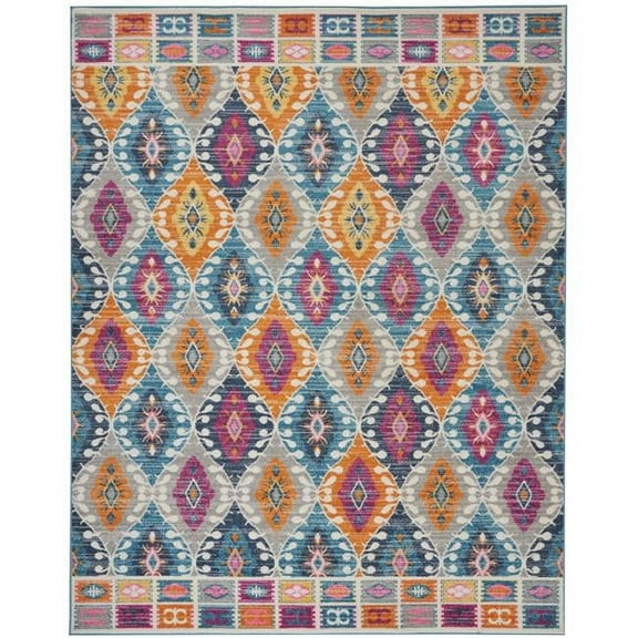 HomeRoots  8 x 10 ft. Multi Color Ogee Pattern Area Rug - Multi Color - 8 x 10 ft.