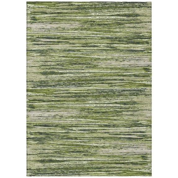 HomeRoots 593297 8 x 10 ft. Olive Green & Ivory Striped Washable Indoor & Outdoor Rectangle Area Rug