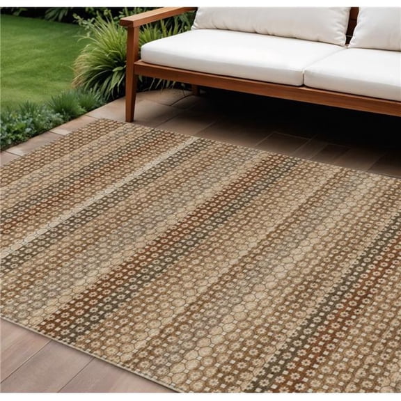 HomeRoots 610609 8 x 10 ft. Orange & Copper Striped Washable Indoor & Outdoor Rectangle Area Rug