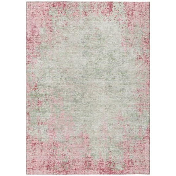HomeRoots 612349 8 x 10 ft. Pink & Ivory Abstract Washable Indoor & Outdoor Rectangle Area Rug