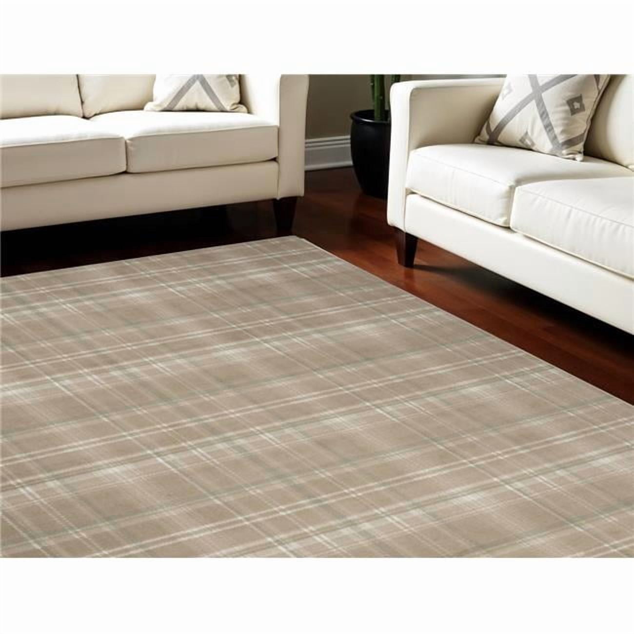 HomeRoots 545439 8 x 10 ft. Plaid Non Skid Rectangle Area Rug, Brown ...