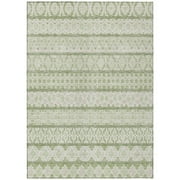 HomeRoots 583195 8 x 10 ft. Quatrefoil Washable Indoor & Outdoor Rectangle Area Rug, Artichoke Green & Ivory