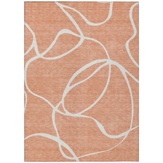 HomeRoots 597520 8 x 10 ft. Salmon & Ivory Abstract Washable Indoor & Outdoor Rectangle Area Rug