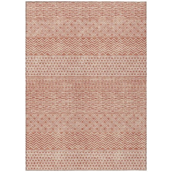 HomeRoots 612295 8 x 10 ft. Salmon & Ivory Chevron Washable Indoor & Outdoor Rectangle Area Rug