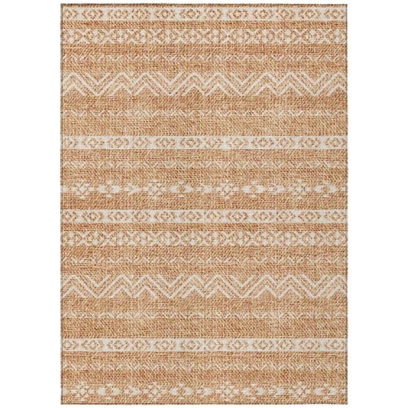 HomeRoots 587569 8 x 10 ft. Southwestern Washable Indoor & Outdoor Rectangle Area Rug, Terra Cotta & Beige
