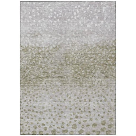 HomeRoots 603110 8 x 10 ft. Taupe, Green & Ivory Abstract Washable Indoor & Outdoor Rectangle Area Rug