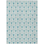 HomeRoots 595778 8 x 10 ft. Teal Blue & Ivory Geometric Washable Indoor & Outdoor Rectangle Area Rug
