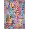 thumbnail image 1 of HomeRoots 577880 8 x 10 ft. Village Houses Washable Indoor & Outdoor Rectangle Area Rug, Red, Gold & Teal Blue, 1 of 1