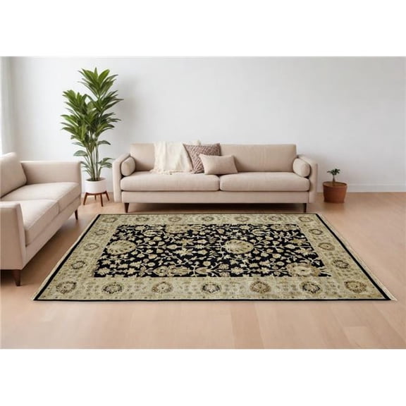 HomeRoots 565511 8 x 10 ft. Wool Oriental Hand Knotted Rectangle Area Rug, Black