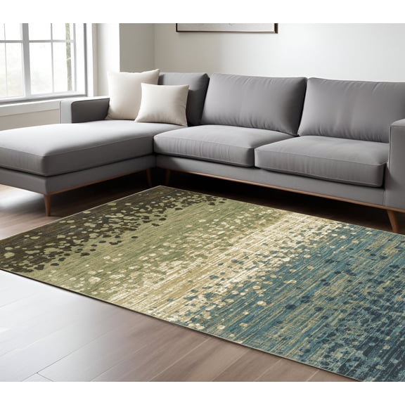 HomeRoots 576098 8 x 11 ft. Abstract Rectangle Area Rug, Blue & Brown