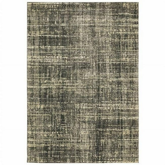 HomeRoots 8 x 11 ft. Charcoal Gray Beige & Tan Abstract Power Loom Stain Resistant Rectangle Area Rug - Gray and Ivory