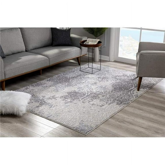 HomeRoots Cream & Gray Tinted Ogee Pattern Area Rug - 8 x 11 ft.