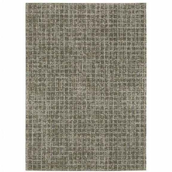 HomeRoots 8 x 11 ft. Gray Tan & Beige Geometric Power Loom Stain Resistant Rectangle Area Rug - Gray Tan and Beige - 8 x 11 ft.
