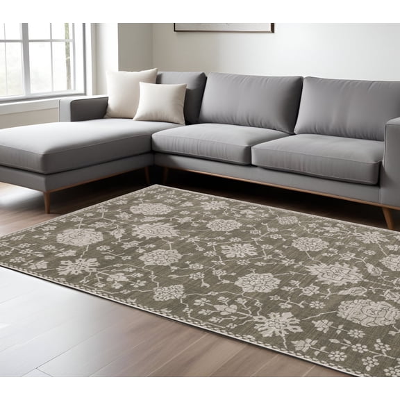 8' X 11' Gray And Light Gray Oriental Area Rug