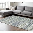 thumbnail image 1 of 8' X 11' Blue And Green Striped Distressed Area Rug, 1 of 5