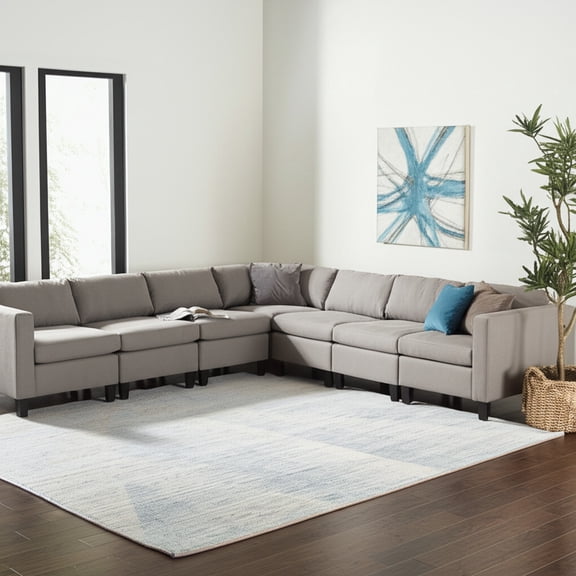 HomeRoots 617275 8 x 12 ft. Blue, Ivory & Silver Abstract Hand Knotted Distressed Rectangle Area Rug