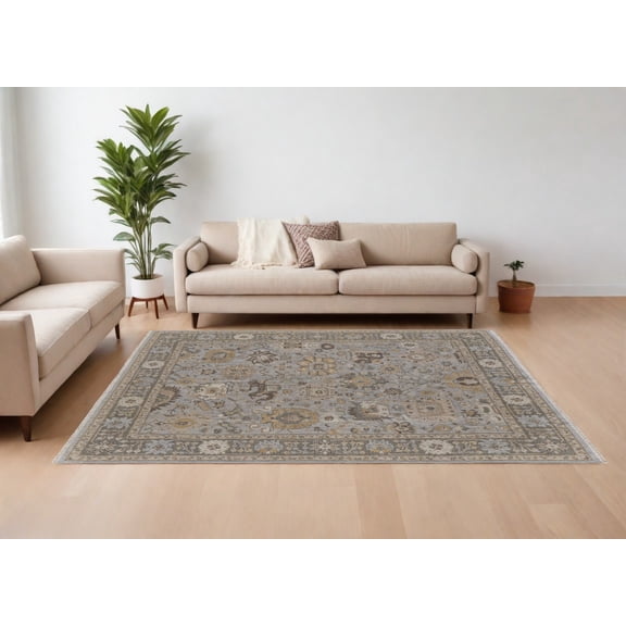 HomeRoots 566790 8 x 12 ft. Wool Oriental Hand Knotted Rectangle Area Rug with Fringe, Gray & Brown