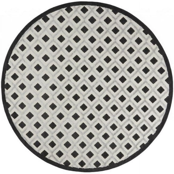 HomeRoots 479425 8 x 8 ft. Black & White Gingham Non Skid Indoor & Outdoor Round Area Rug