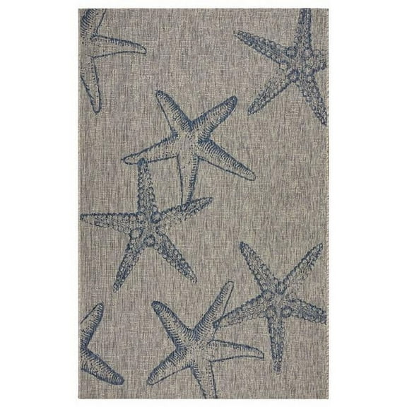 HomeRoots  8 x 9 ft. Blue Starfish Indoor & Outdoor Area Rug - Blue - 8' x 9'