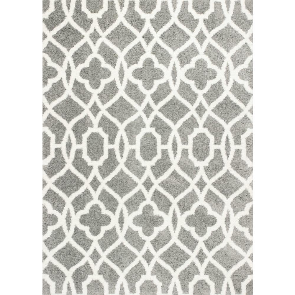 HomeRoots 350186 7 ft. 10 in. x 10 ft. 6 in. Microfiber Grey & Ivory ...