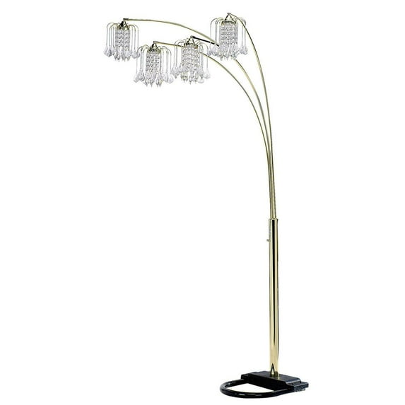 HomeRoots 84" Gold Four Lights Tree Floor Lamp With Clear Chandelier Shade
