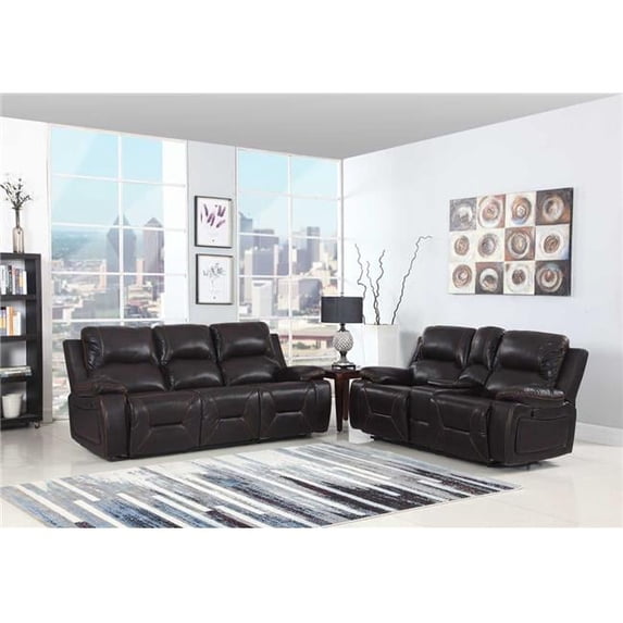 89'' X 40'' X 40'' Modern Brown Leather Sofa And Loveseat