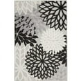 thumbnail image 1 of 9' X 12' Black And White Floral Non Skid Indoor Outdoor Area Rug, 1 of 6