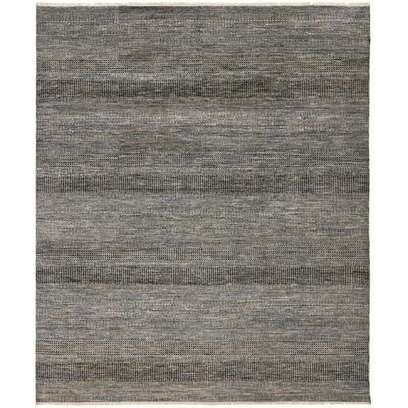 9' X 12' Gray Wool Striped Hand Knotted Area Rug