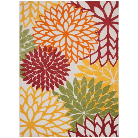 9' X 12' Red Floral Non Skid Indoor Outdoor Area Rug