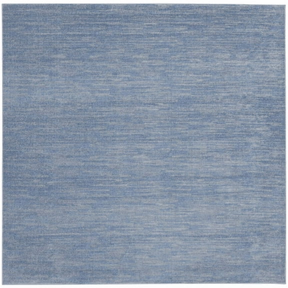 HomeRoots 9' X 9' Blue And Grey Square Striped Non Skid Indoor Outdoor Area Rug