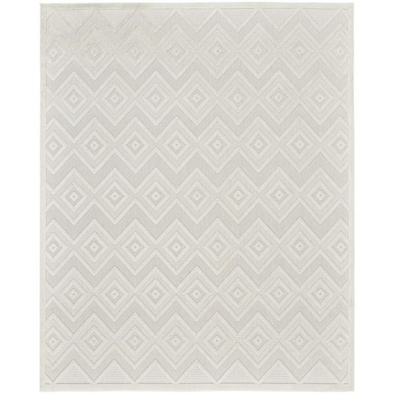 9' x 12' Cream Geometric Flatweave Area Rug