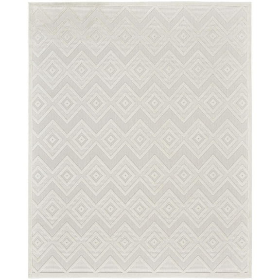 HomeRoots 9' x 12' Cream Geometric Flatweave Area Rug