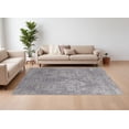 thumbnail image 1 of 9' X 12' Gray Abstract Hand Woven Worn Faded Area Rug, 1 of 1